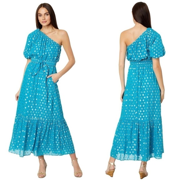 Lilly Pulitzer Dresses & Skirts - Lilly Pulitzer Zelalynn One-Shoulder Maxi Dress Blue Rhapsody Pattern Play $298